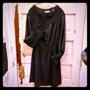 Lands End Smocked Peasant Dress Black Size 4